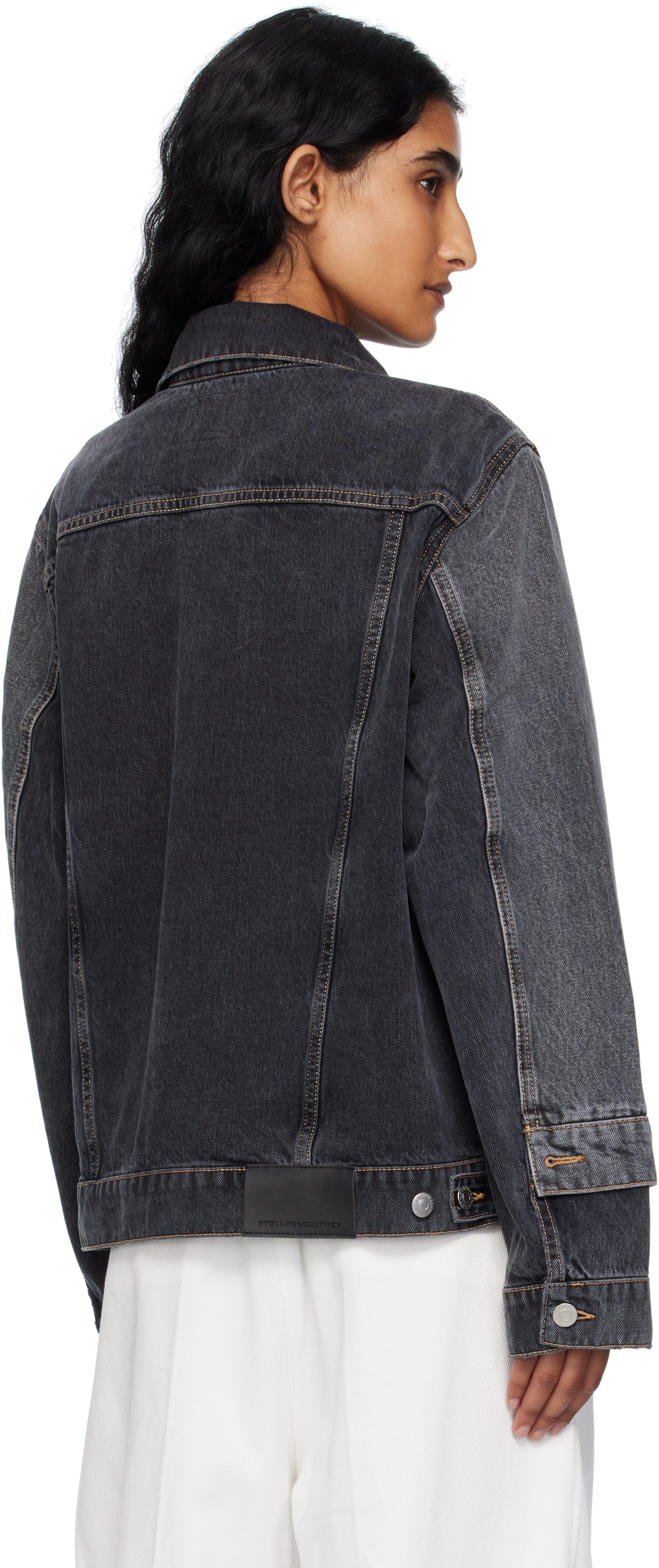 Black Tonal Panelled Denim Jacket
