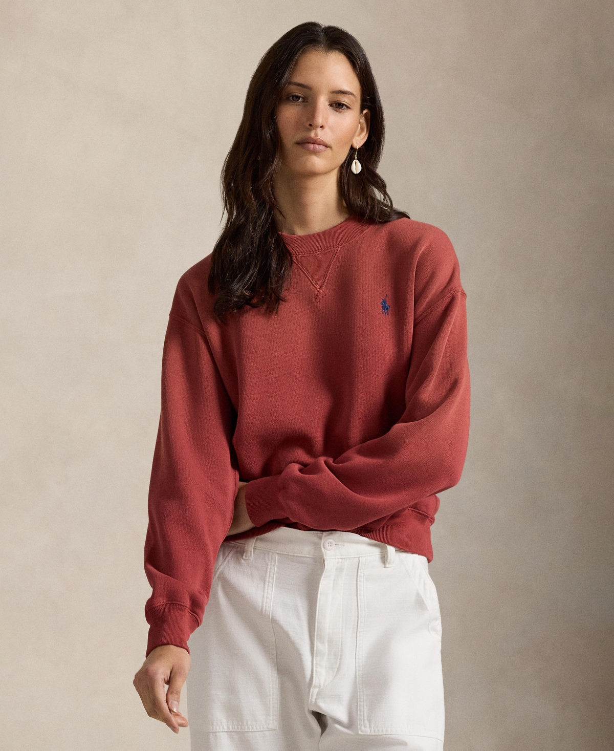 Women's Lightweight Fleece Crew Neck Sweatshirt - Red Snapper