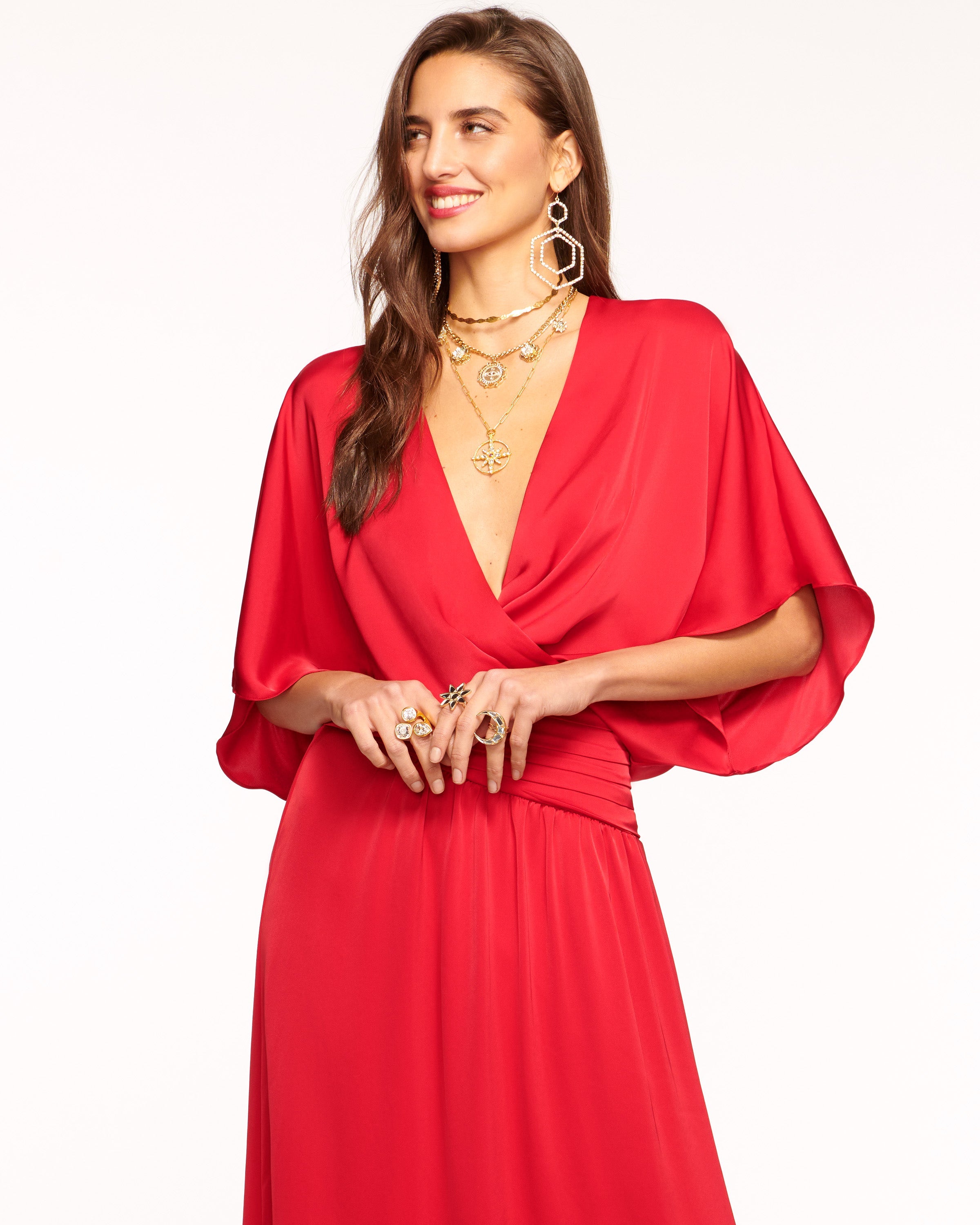 Adiel Wrap Midi Dress in Navy
