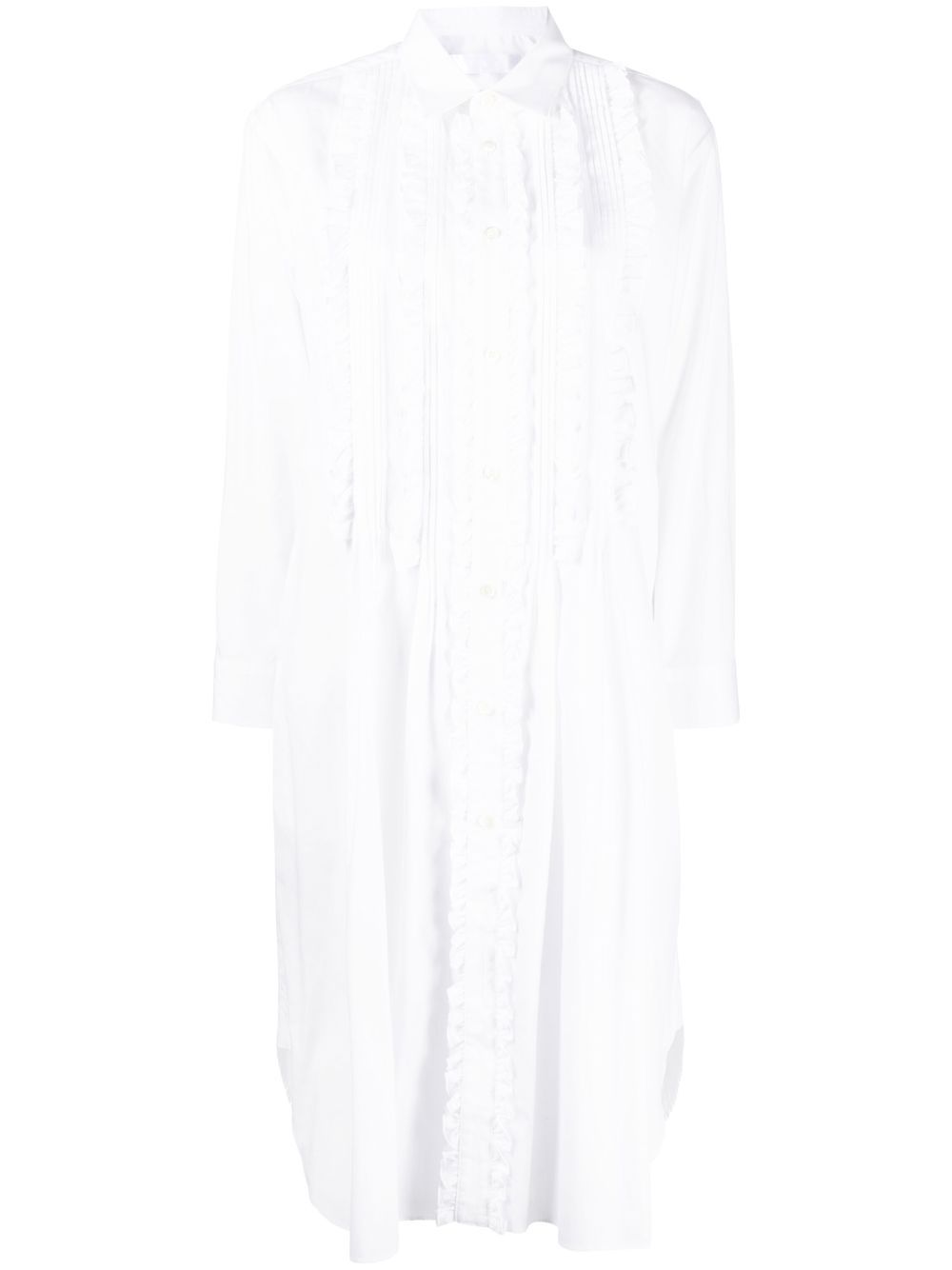 Pleat-ruffled detail shirt detail - White