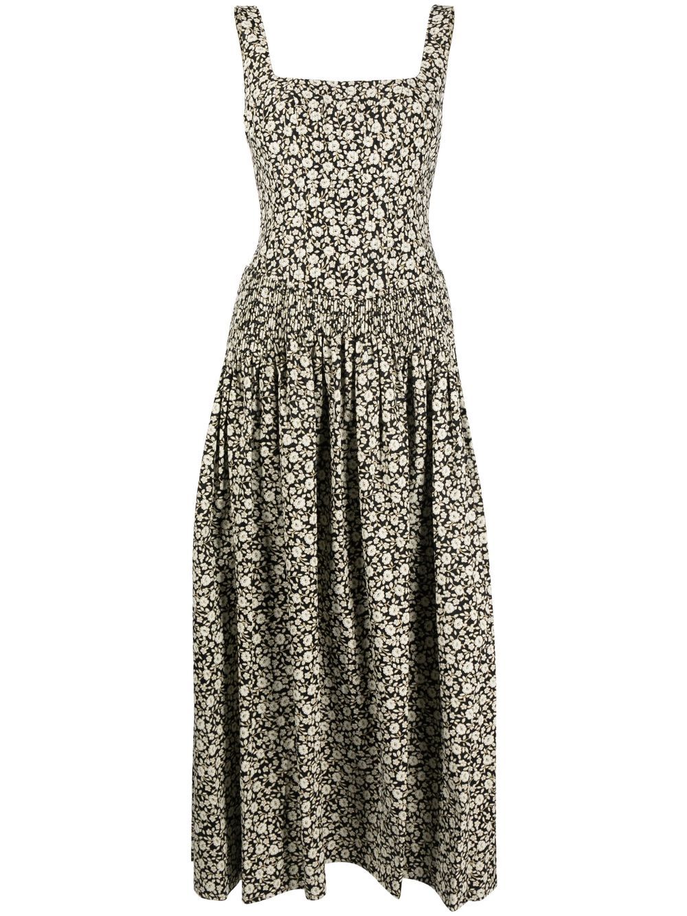 Floral-print flared dress - Neutrals