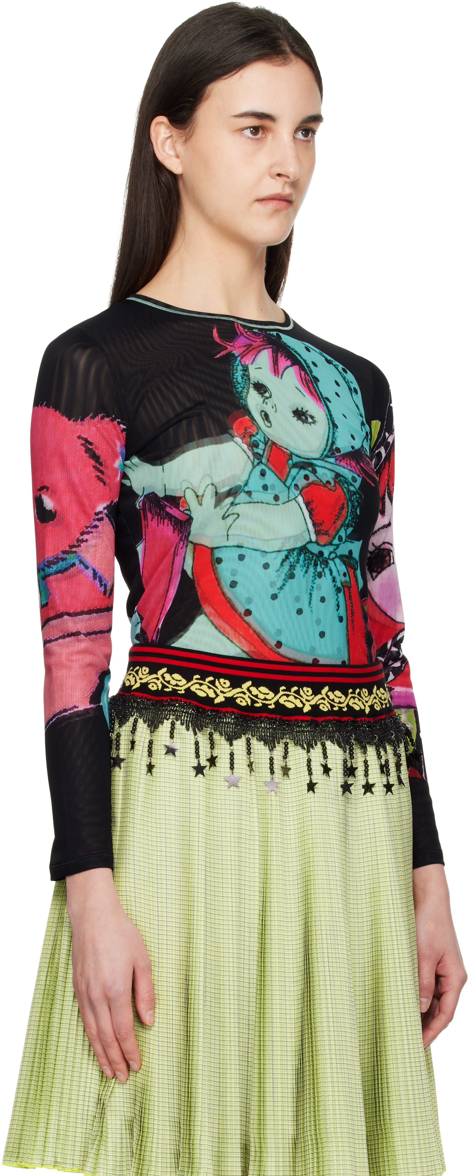 Multicolor Sweeties Fitted Mesh Top