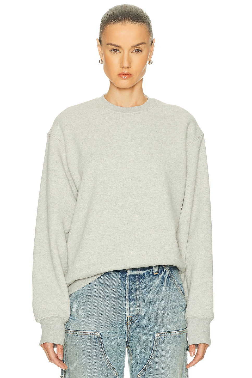GRLFRND Essential Crew Neck Sweatshirt in Light Grey