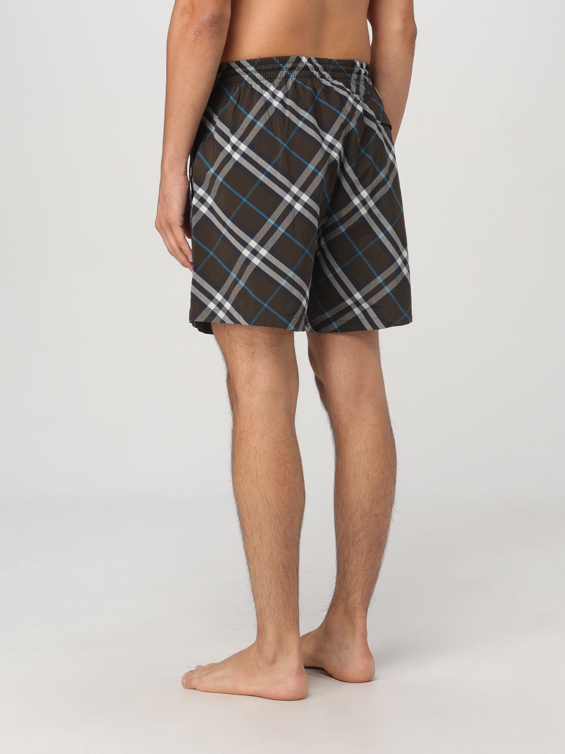 Checked drawstring-waist swim shorts - Green
