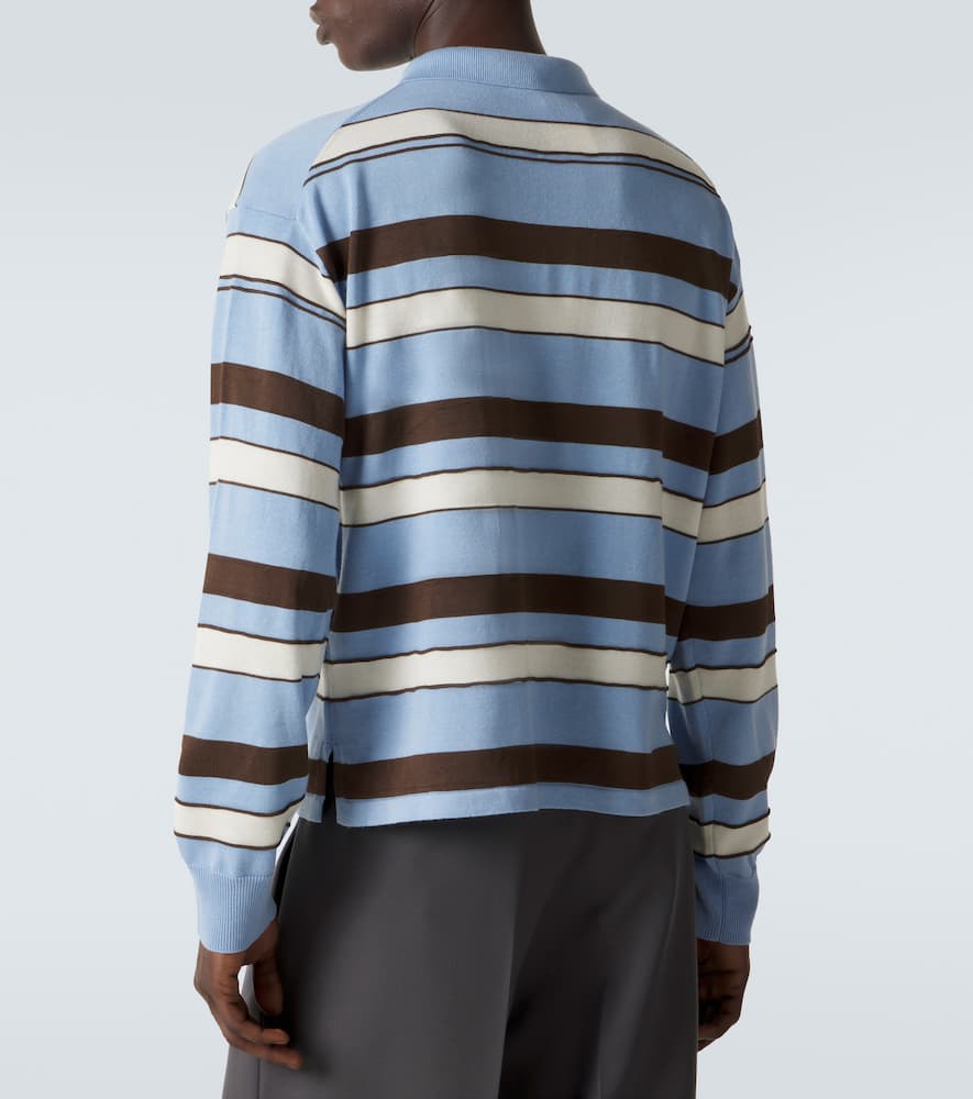 Striped cotton and wool-blend polo shirt