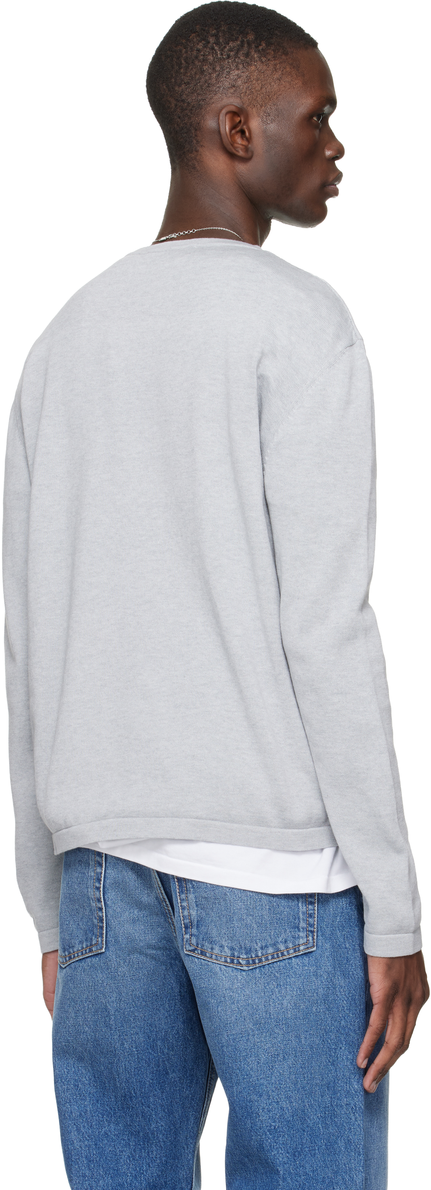 Gray Long Sleeve Crewneck T-shirt