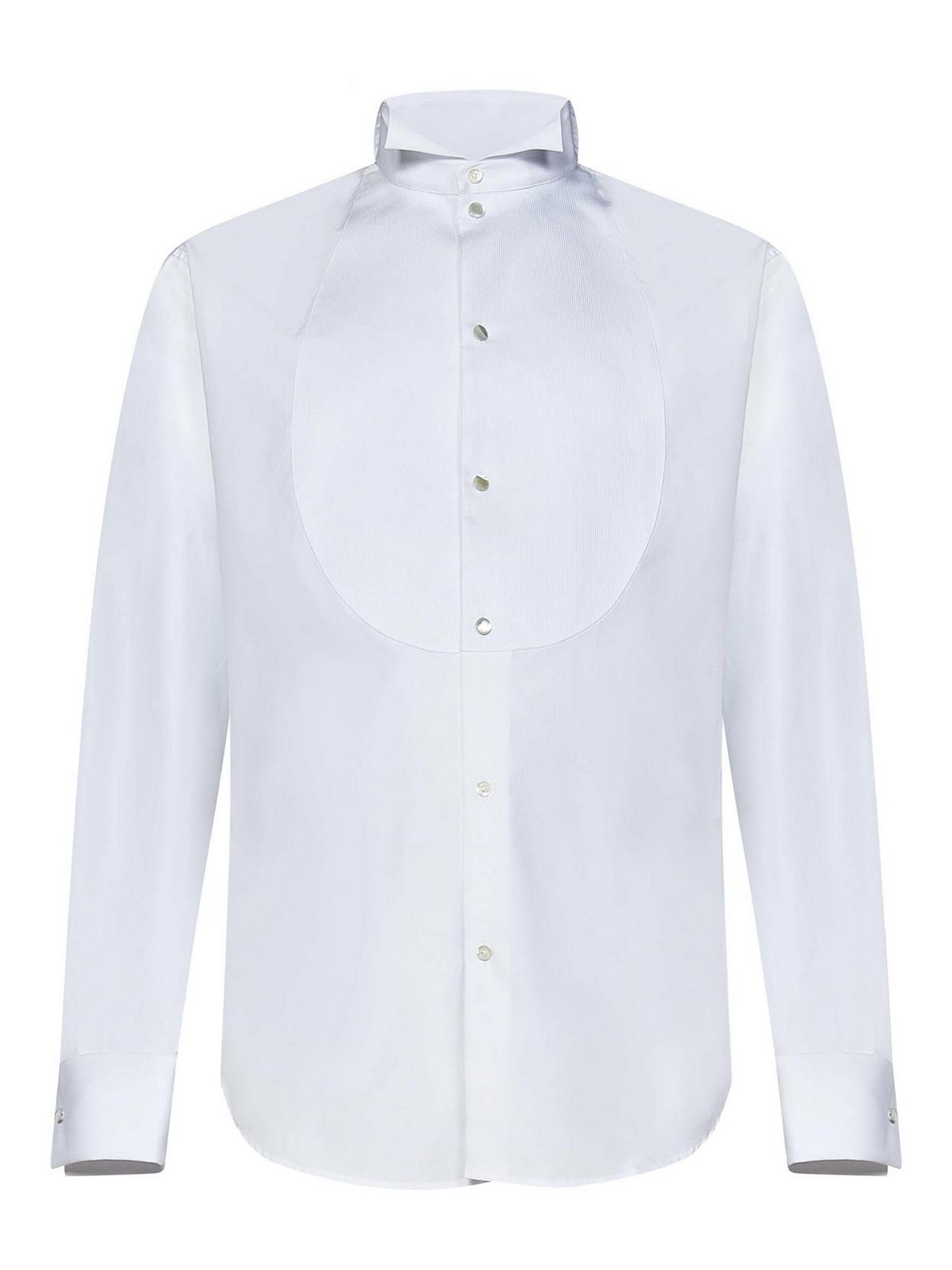 White Cotton Poplin Tuxedo Shirt
