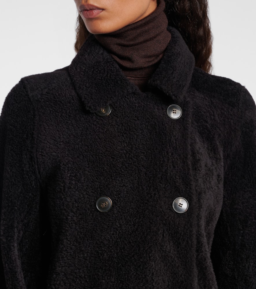 Double-breasted shearling coat