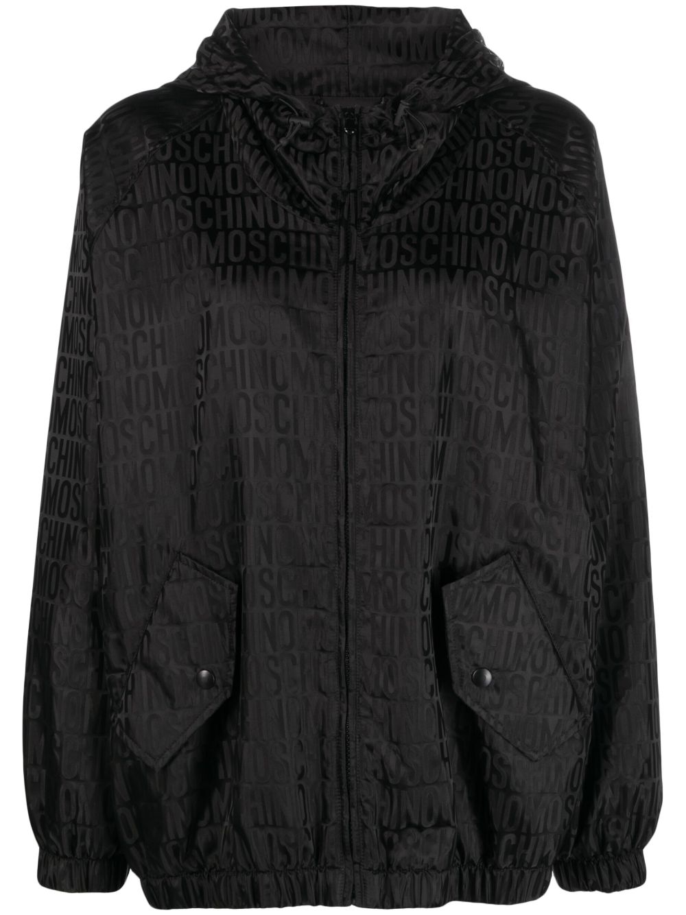 Logo-print hooded jacket - Black