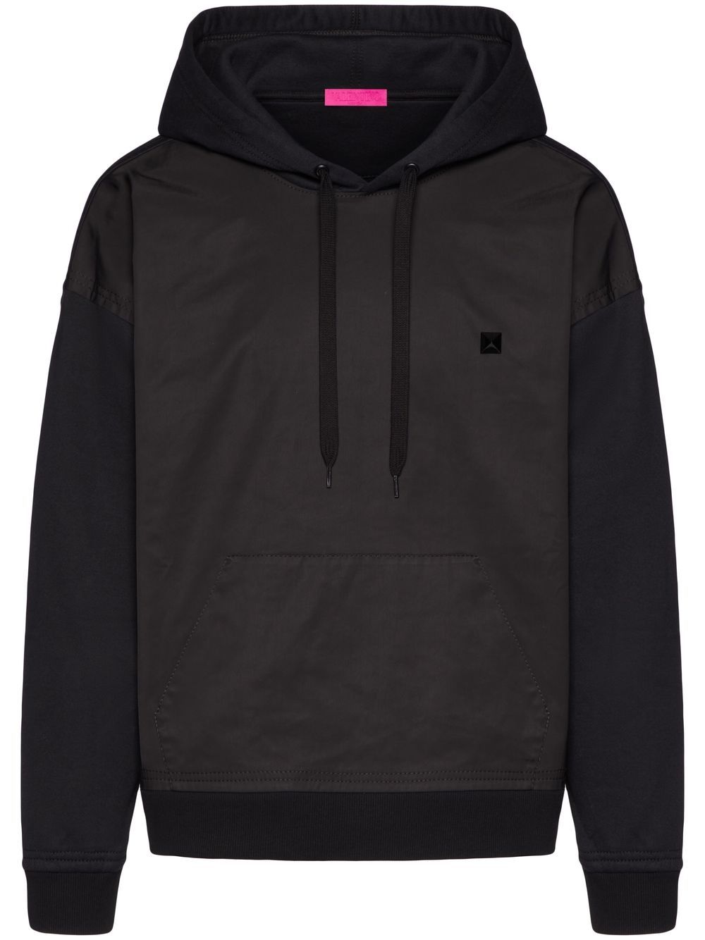 Stud detail panelled hoodie - Black