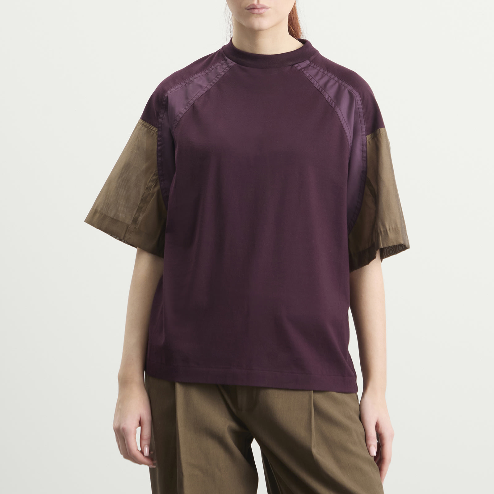 Women's TOGA Cotton Taffeta T-Shirt in Dark Red
