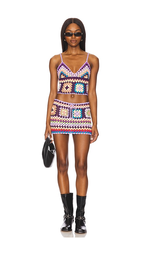 MORE TO COME Alcie Crochet Skirt Set in Purple. - S also in
