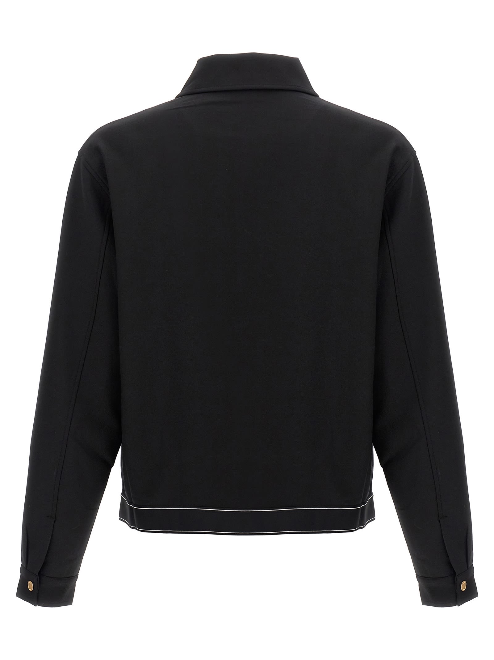 Logo-print zipped bomber jacket - Black