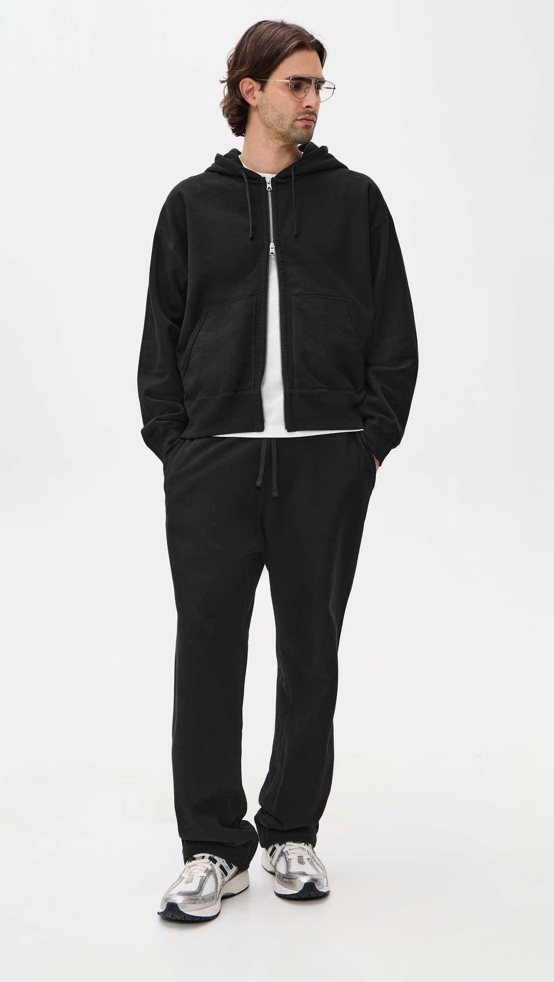 Relaxed Zip Hoodie Black