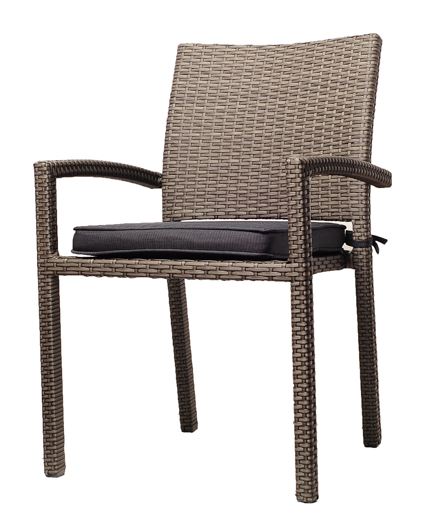 Outdoor Patio 4Pc Wicker Grey Chairs With Cushion