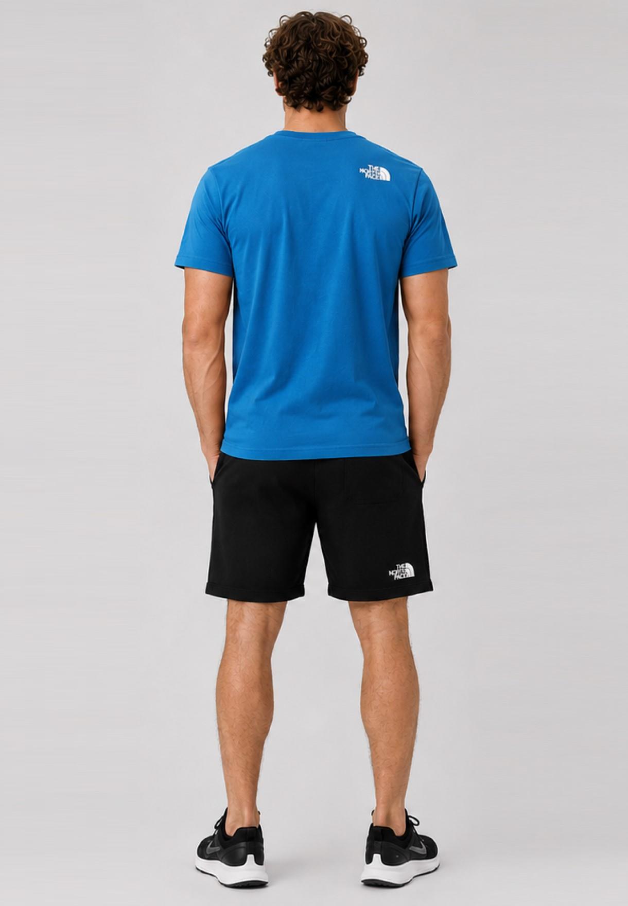 The North Face Mens Simple Dome T-Shirt & French Terry Shorts Set – Dusk Blue / Black - Multicolour