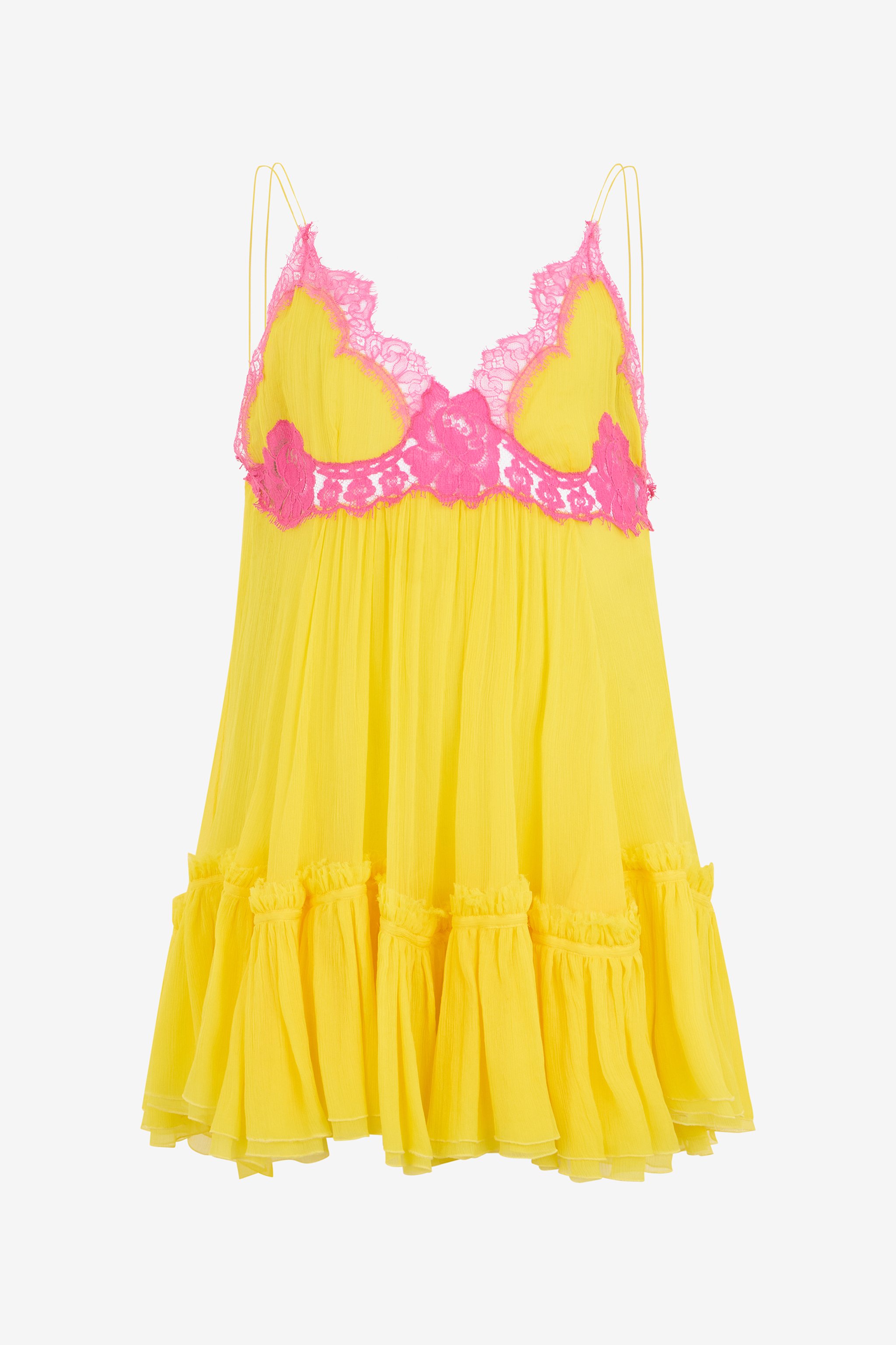 Chiffon Dress With Lace Detail