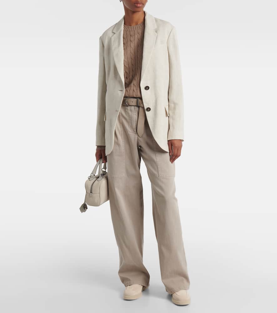 Linen-blend blazer