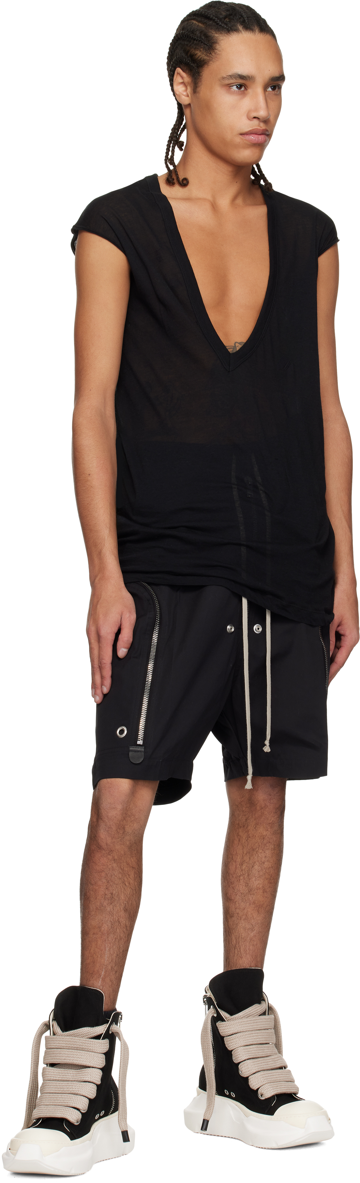 Rick Owens DRKSHDW Black Hollywood Jumbo Laces Abstract Sneaks Sneakers