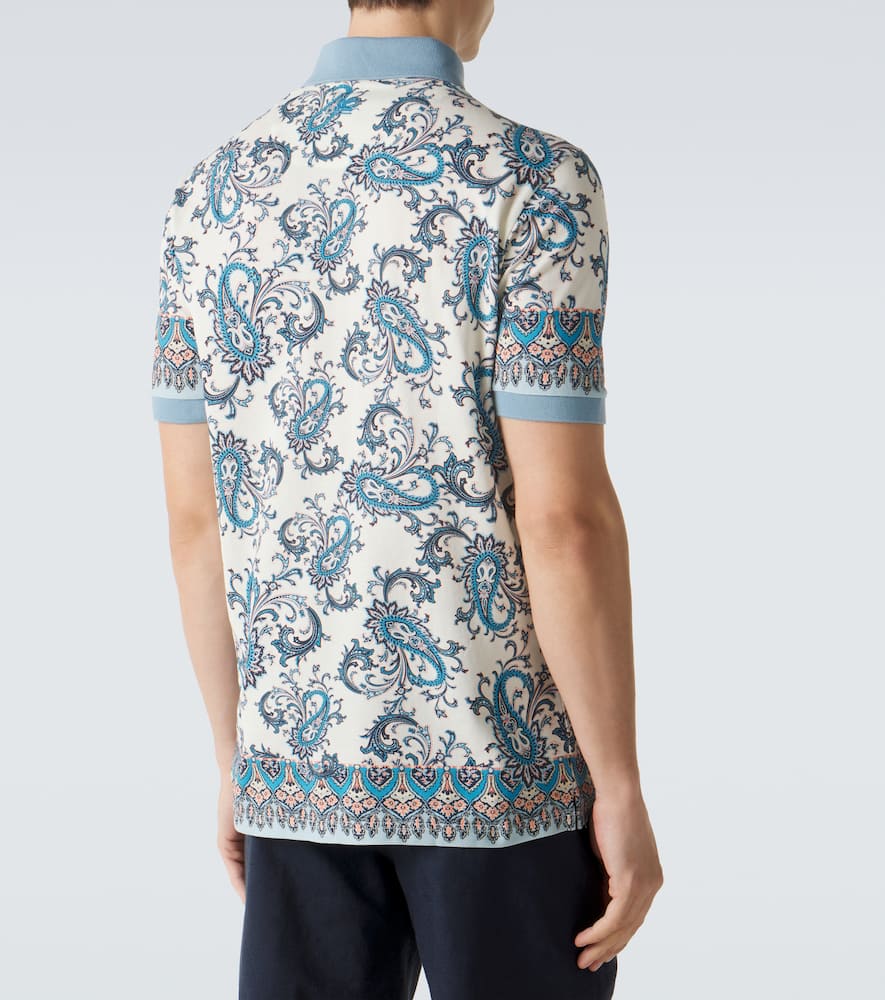 Paisley cotton piqué polo shirt