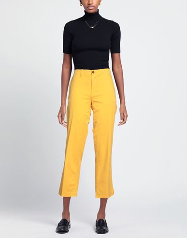 Kiltie Woman Pants Yellow Size 10 Cotton, Tencel, Elastane