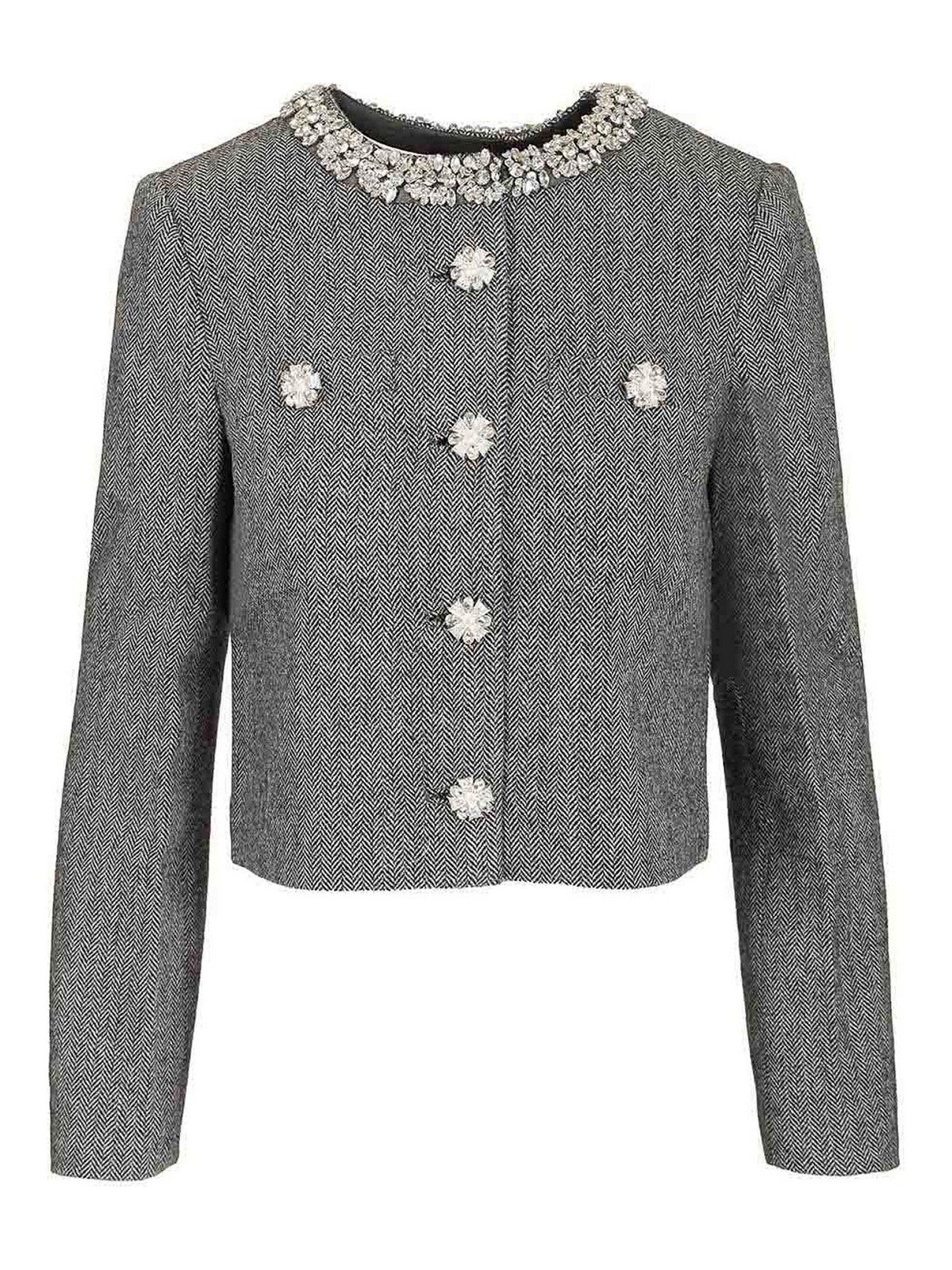 Herringbone Jacket With Crystal Trim