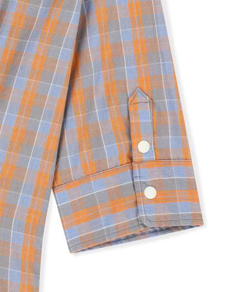 W Plaid 4 Sleeve Shirt Orange