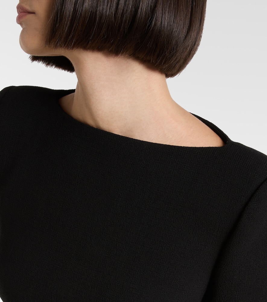 Shearling-trimmed virgin wool minidress