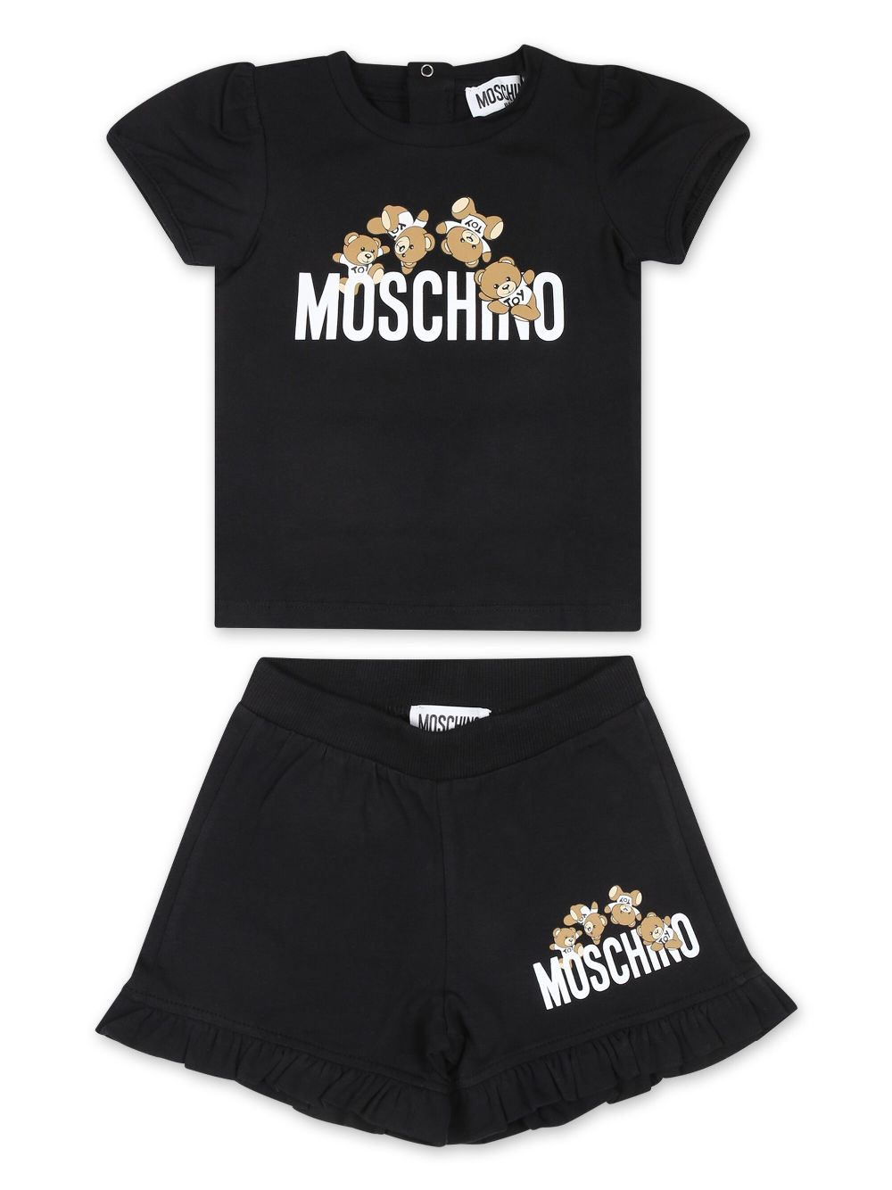 Teddy Bear-print shorts set - Black