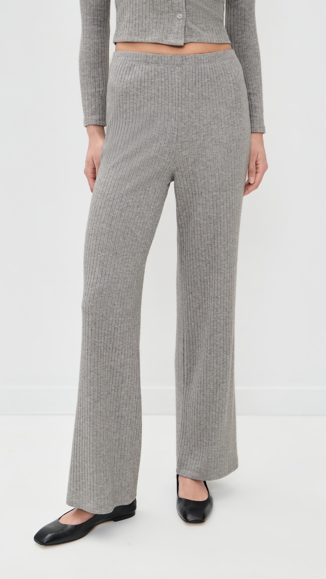 Mia Ribbed Pants Heather Grey