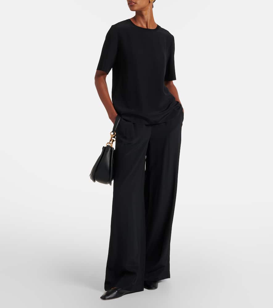 Hulin silk crêpe de soie wide-leg pants