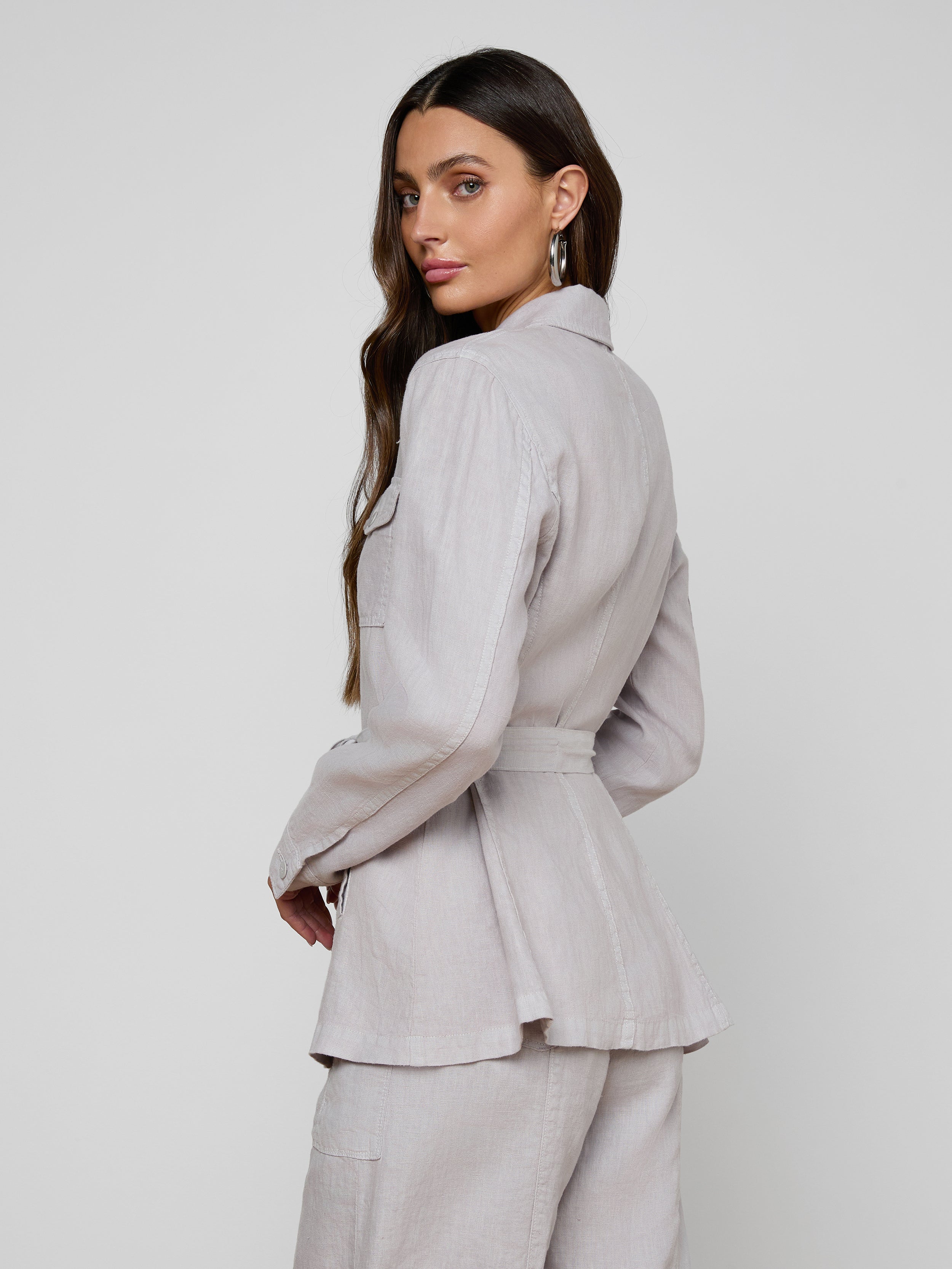 Samaya Linen Jacket In Light Pewter