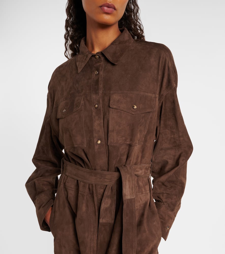 Belted suede coat