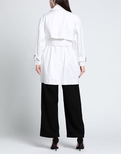 Woman Overcoat & Trench Coat White Size 6 Cotton, Elastane
