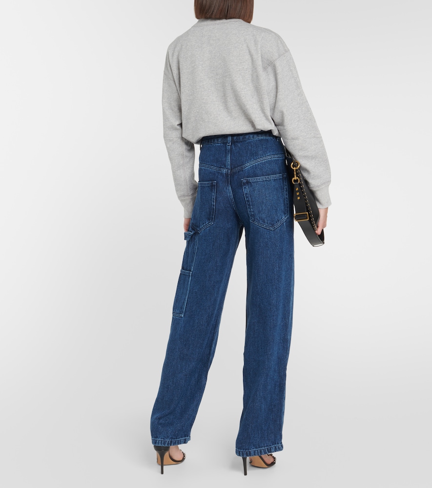 High-rise denim cargo pants