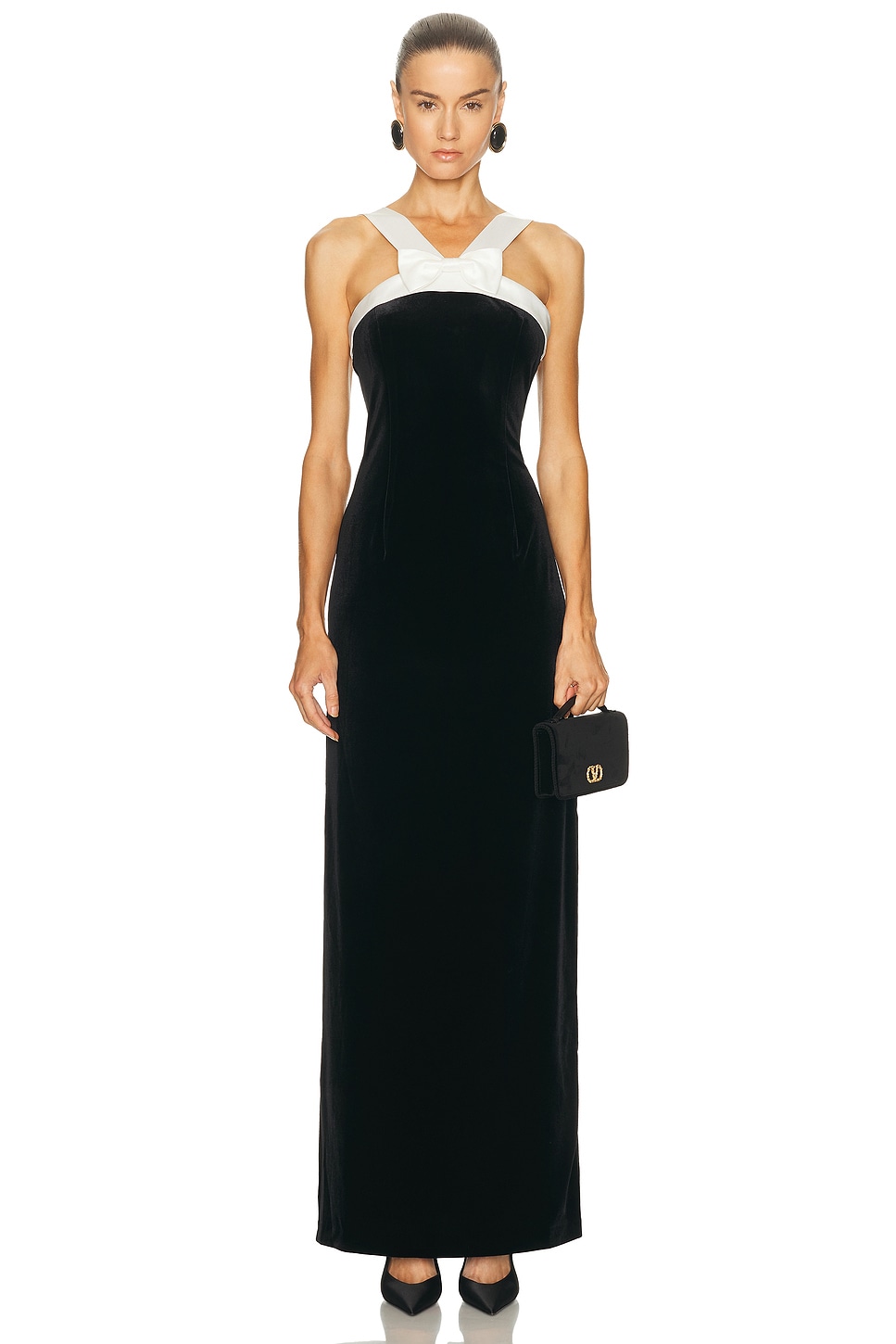 SANS FAFF Esme Bowed Dress in Black & White - Black. M also in L