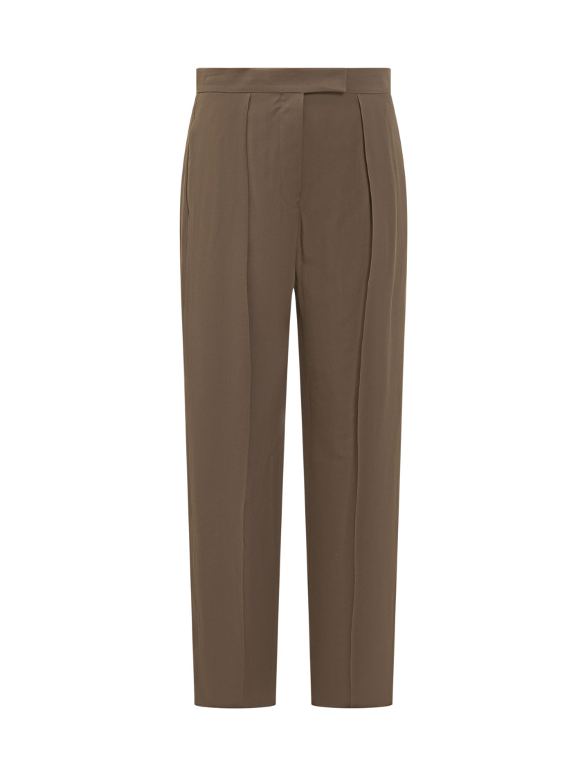 Olive Green Tailored Flat Front Pants