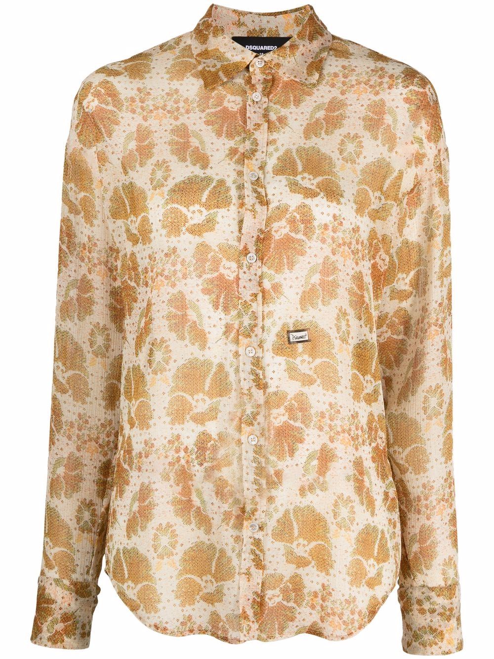 Woven floral jacquard shirt - Yellow