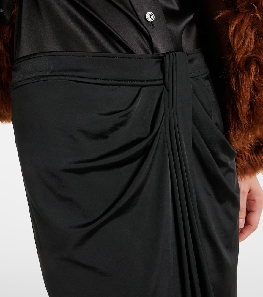 Draped jersey midi skirt