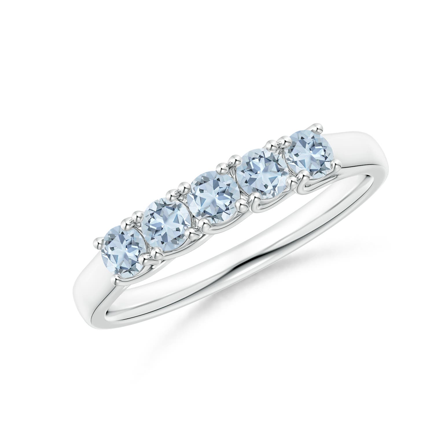 Angara 0.4 Carat Half Eternity Five Stone Aquamarine Wedding Ring in Platinum