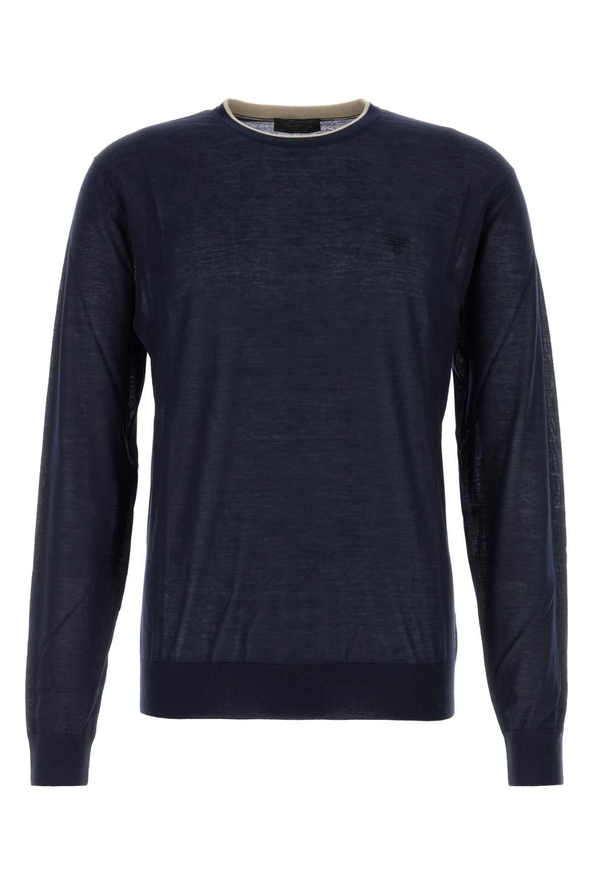 Cashmere-Silk Blend Sweater — Navy