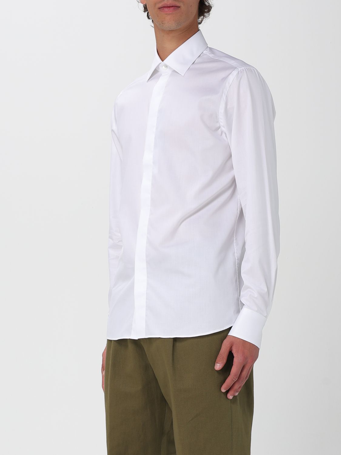 Cutaway-collar cotton shirt - White