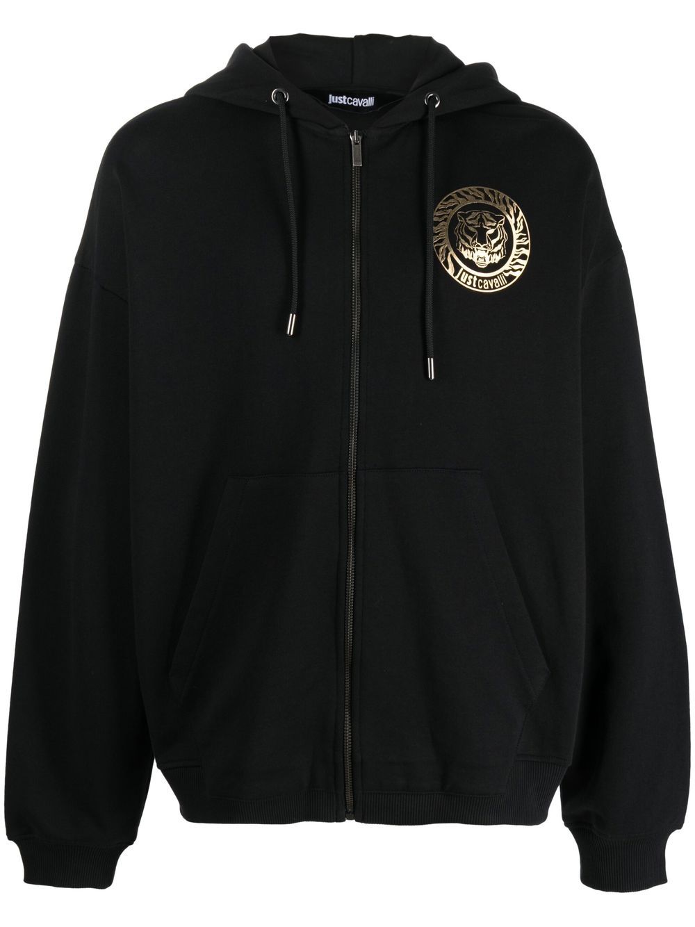 Logo-print cotton hoodie - Black