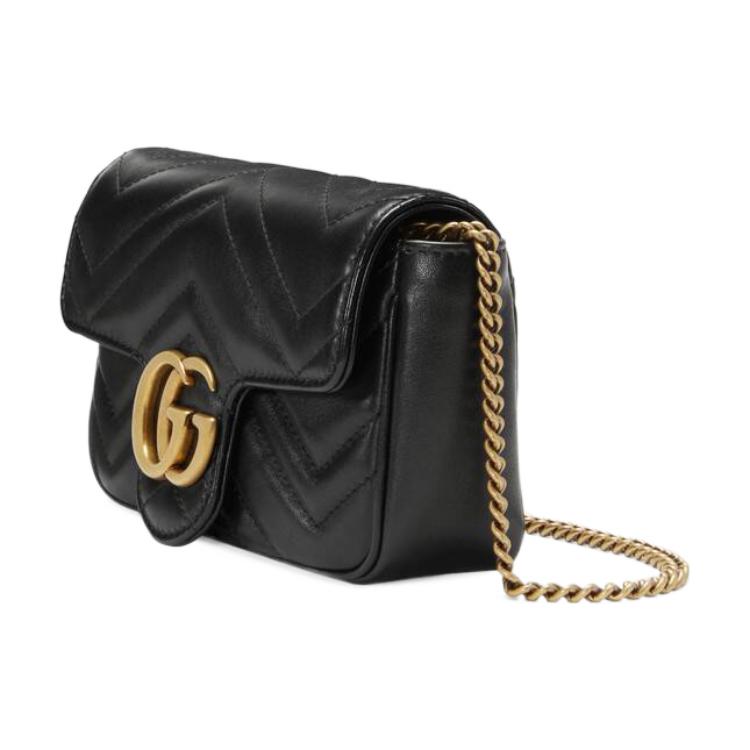 (WMNS) GG Marmont Matelasse leather super mini bag 'Black'
