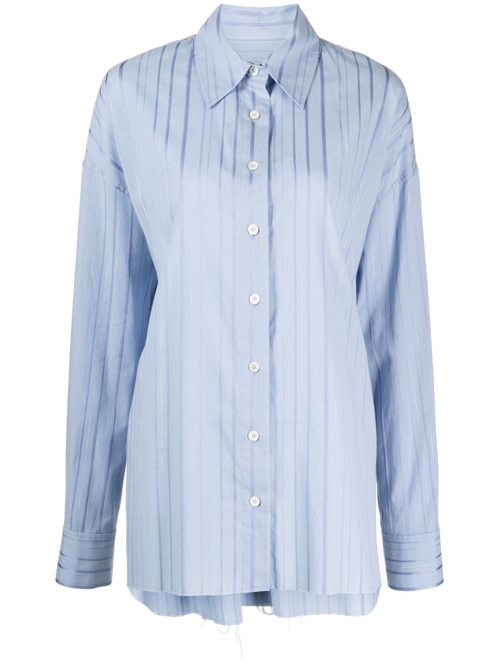 Metallic-threading striped shirt - Blue