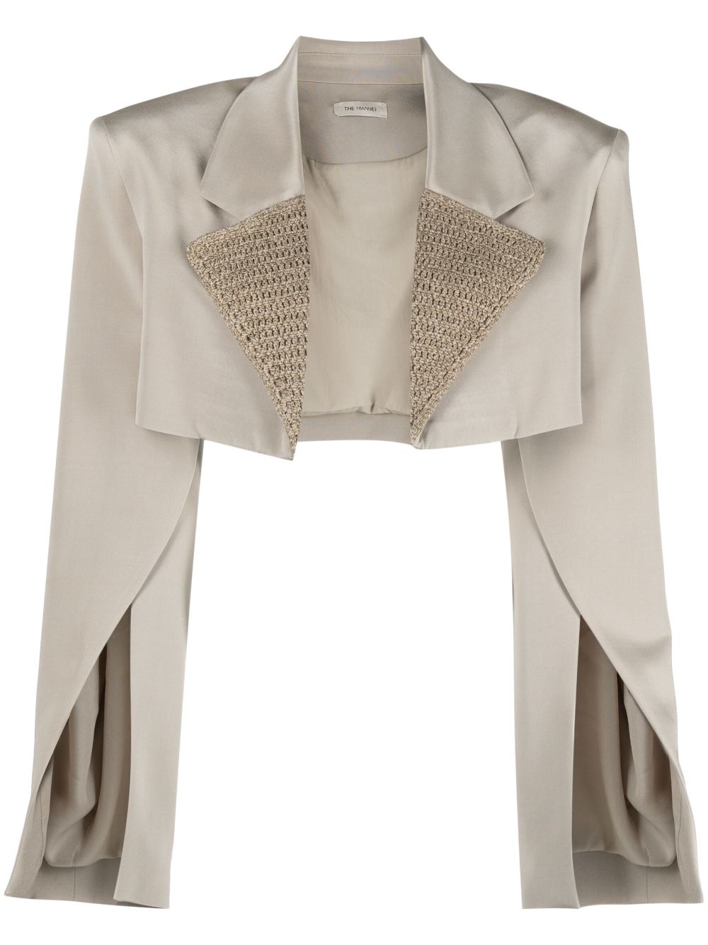 Marica crochet-panel cropped blazer - Neutrals
