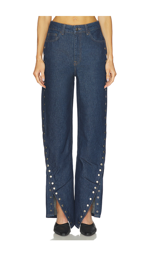 ROTATE Buttoned Wide Leg in Dark Blue Denim. 25 also , 26, 27, 28, 29, 30