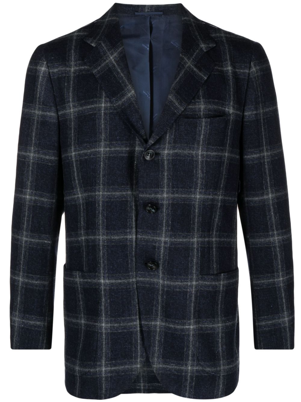 Plaid-check single-breasted blazer - Blue