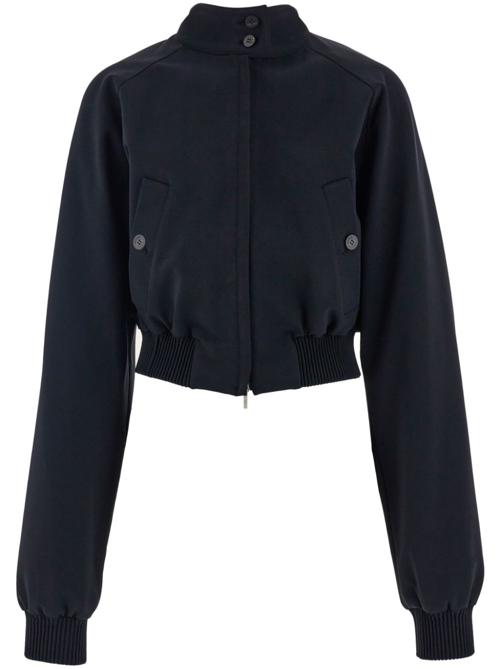 Cropped zipped bomber jacket - Black
