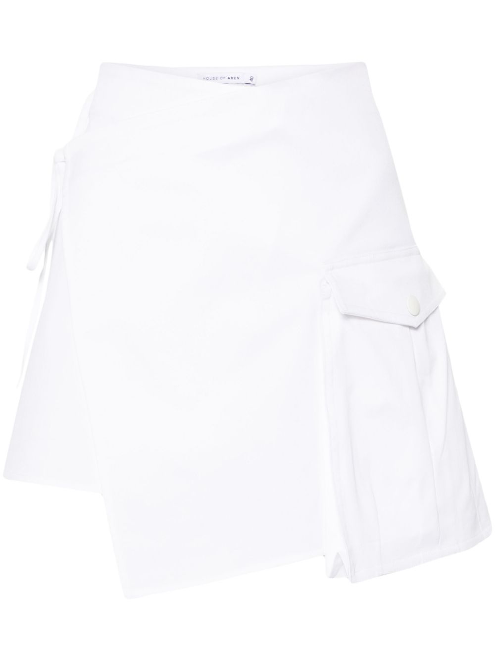 Asymmetric twill miniskirt - White